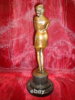 Solid Bronze Statue Sculpture Sexy Style Art Deco Style Art Nouveau Signed