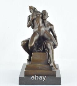 Solid bronze sculpture couple sexy style Art Deco style Art Nouveau art sign