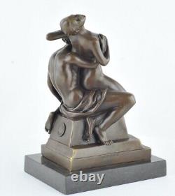 Solid bronze sculpture couple sexy style Art Deco style Art Nouveau art sign