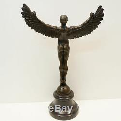 Statue Angel Icarus Sculpture Nude Art Deco Style Art Nouveau Bronze Massif If