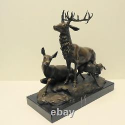Statue Animal Deer Hunting Art Deco Style Art Nouveau Massive Bronze Sign