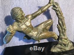 Statue Art Deco Sign Limousin. Period Art Deco 1925. Naked Man Manly Christmas 2019