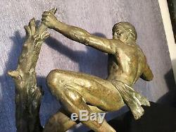 Statue Art Deco Sign Limousin. Period Art Deco 1925. Naked Man Manly Christmas 2019