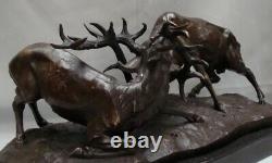 Statue Deer Hunting Art Deco Style Art Nouveau Bronze Massive Sign