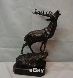 Statue Deer Hunting Style Art Deco Style Art Nouveau Solid Bronze Sign