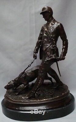 Statue Dog Hunting Animal Valet Style Art Deco Solid Bronze Sign