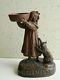 Statue Girl With Regular Cat Signed Ouvet Art Deco 1920 Bronze Patina