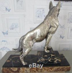 Statue Regulates German Shepherd Sculpture Art Deco Signed L Carvin 1875-1951