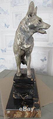 Statue Regulates German Shepherd Sculpture Art Deco Signed L Carvin 1875-1951