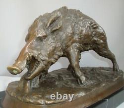 Statue Sanglier Animalier Hunting Style Art Deco Massive Bronze Sign