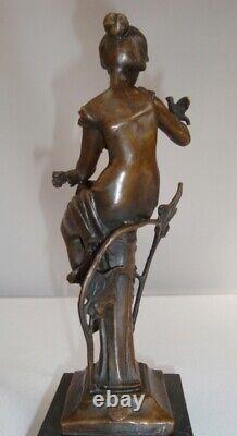 Statue Sculpture Bird Lady Nude Art Deco Style Art Nouveau Bronze