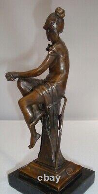 Statue Sculpture Bird Lady Nude Art Deco Style Art Nouveau Bronze