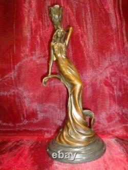 Statue Sculpture Candlestick Romantic Young Lady Art Deco Art Nouveau Style