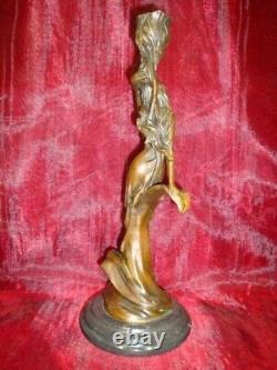 Statue Sculpture Candlestick Romantic Young Lady Art Deco Art Nouveau Style