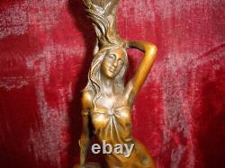 Statue Sculpture Candlestick Romantic Young Lady Art Deco Art Nouveau Style