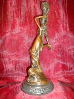 Statue Sculpture Candlestick Romantic Young Lady Art Deco Art Nouveau Style