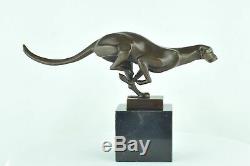 Statue Sculpture Cheetah Animal Style Art Deco Bronze Massive Sign