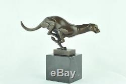 Statue Sculpture Cheetah Animal Style Art Deco Bronze Massive Sign
