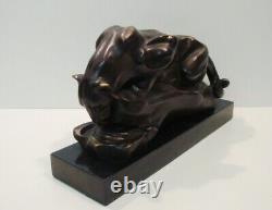 Statue Sculpture Cougar Animalier Style Art Deco Style Art Nouveau Solid Bronze