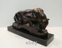 Statue Sculpture Cougar Animalier Style Art Deco Style Art Nouveau Solid Bronze