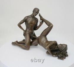 Statue Sculpture Couple Sexy Style Art Deco Massive Bronze Sign