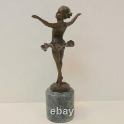 Statue Sculpture Dancer Art Deco Style Art Nouveau Solid Bronze Signed