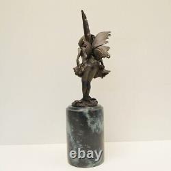 Statue Sculpture Elf Fairy Style Art Deco Style Art Nouveau Solid Bronze Signed