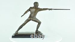 Statue Sculpture Fencing Sword Art Deco Style Art Nouveau Style Solid Bronze Sig