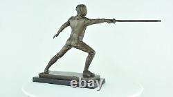 Statue Sculpture Fencing Sword Art Deco Style Art Nouveau Style Solid Bronze Sig