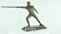 Statue Sculpture Fencing Sword Art Deco Style Art Nouveau Style Solid Bronze Sig