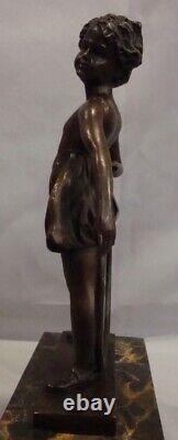 Statue Sculpture Girl Hoop Style Art Deco Style Art Nouveau Solid Bronze