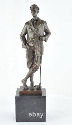 Statue Sculpture Golfer Golf Style Art Deco Style Art Nouveau Solid Bronze Sig