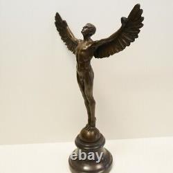 Statue Sculpture Icarus Angel Nude Art Deco Style Art Nouveau Solid Bronze