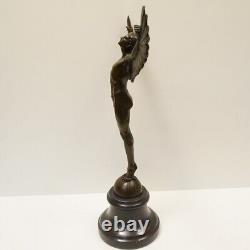 Statue Sculpture Icarus Angel Nude Art Deco Style Art Nouveau Solid Bronze