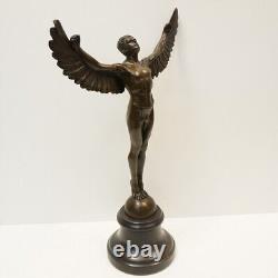 Statue Sculpture Icarus Angel Nude Art Deco Style Art Nouveau Solid Bronze