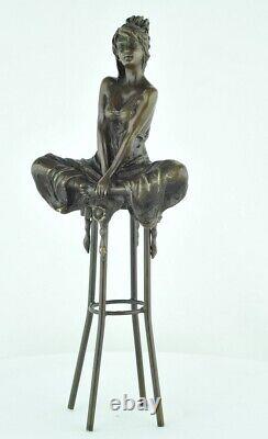 Statue Sculpture Lady Sexy Style Art Deco Style Art Nouveau Solid Bronze