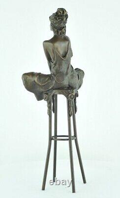 Statue Sculpture Lady Sexy Style Art Deco Style Art Nouveau Solid Bronze