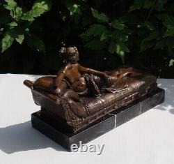 Statue Sculpture Naked Lady Sexy Style Art Deco Style Art Nouveau Bronze Mask