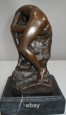 Statue Sculpture Naked Young Woman Sexy Style Art Deco Style Art Nouveau Bronze