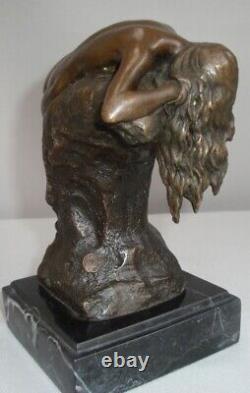 Statue Sculpture Naked Young Woman Sexy Style Art Deco Style Art Nouveau Bronze