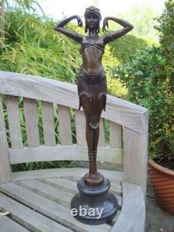 Statue Sculpture Nude Sexy Dancer Scarab Art Deco Style Art Nouveau Style Bro