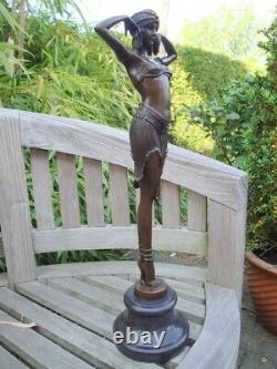 Statue Sculpture Nude Sexy Dancer Scarab Art Deco Style Art Nouveau Style Bro