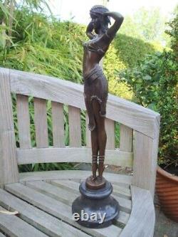 Statue Sculpture Nude Sexy Dancer Scarab Art Deco Style Art Nouveau Style Bro