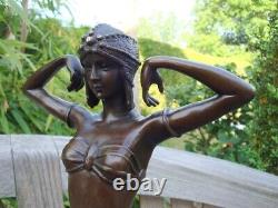 Statue Sculpture Nude Sexy Dancer Scarab Art Deco Style Art Nouveau Style Bro