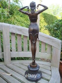 Statue Sculpture Nude Sexy Dancer Scarab Art Deco Style Art Nouveau Style Bro