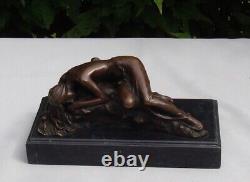 Statue Sculpture Nude Sexy Lady Art Deco Style Art Nouveau Bronze Mask