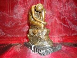 Statue Sculpture Nude Sexy Lady Art Deco Style Art Nouveau Bronze Mask