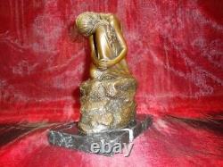 Statue Sculpture Nude Sexy Lady Art Deco Style Art Nouveau Bronze Mask