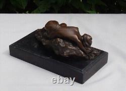 Statue Sculpture Nude Sexy Lady Art Deco Style Art Nouveau Bronze Mask