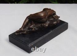 Statue Sculpture Nude Sexy Lady Art Deco Style Art Nouveau Bronze Mask